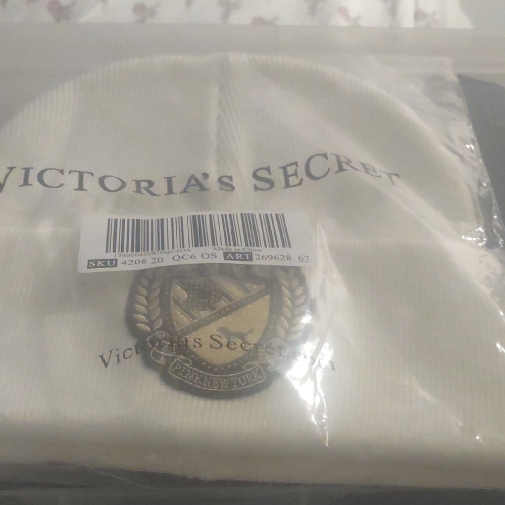 Victoria's Secret White Beanie& Pink Beanie